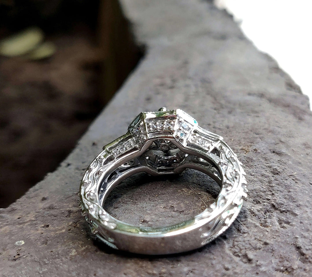 Moissanite Ring – Vintage Baguette Cut Art Deco Engagement Band