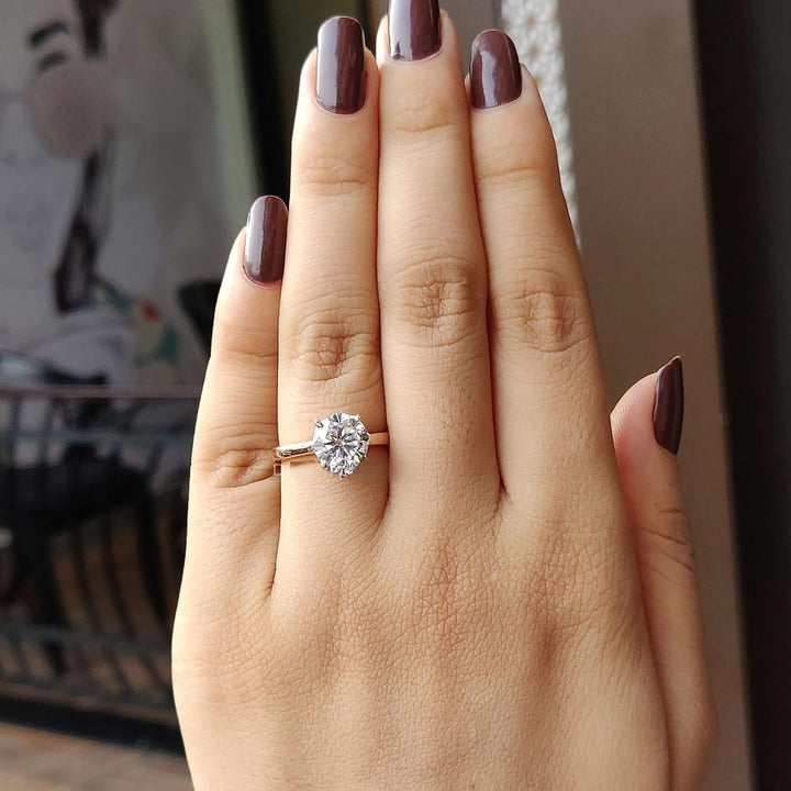 Moissanite Ring – Octagon Cut Engagement Band with Rose Gold Setting