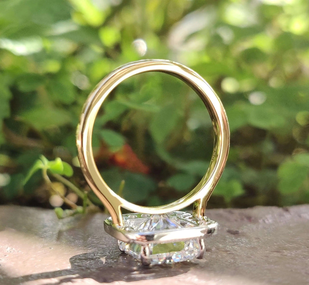 Radiant Cut Moissanite Halo Engagement Ring