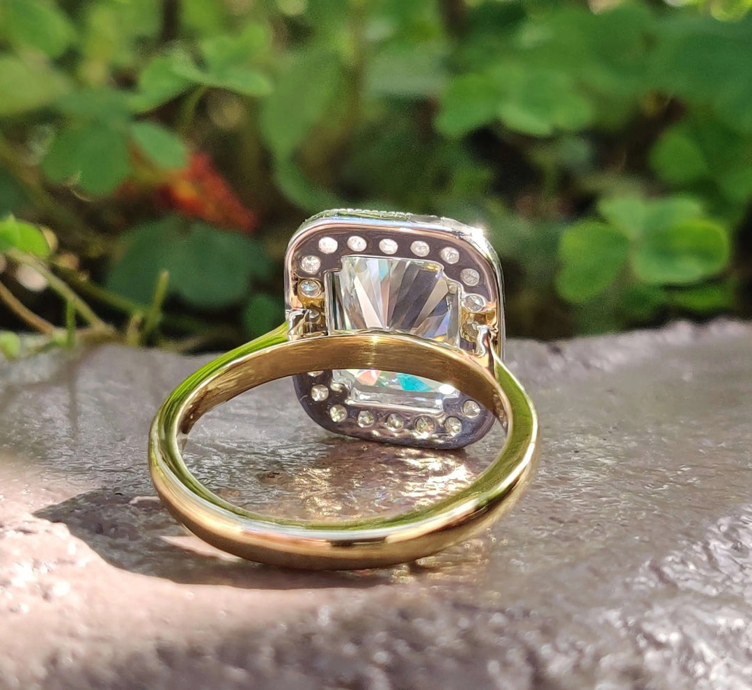 Radiant Cut Moissanite Halo Engagement Ring