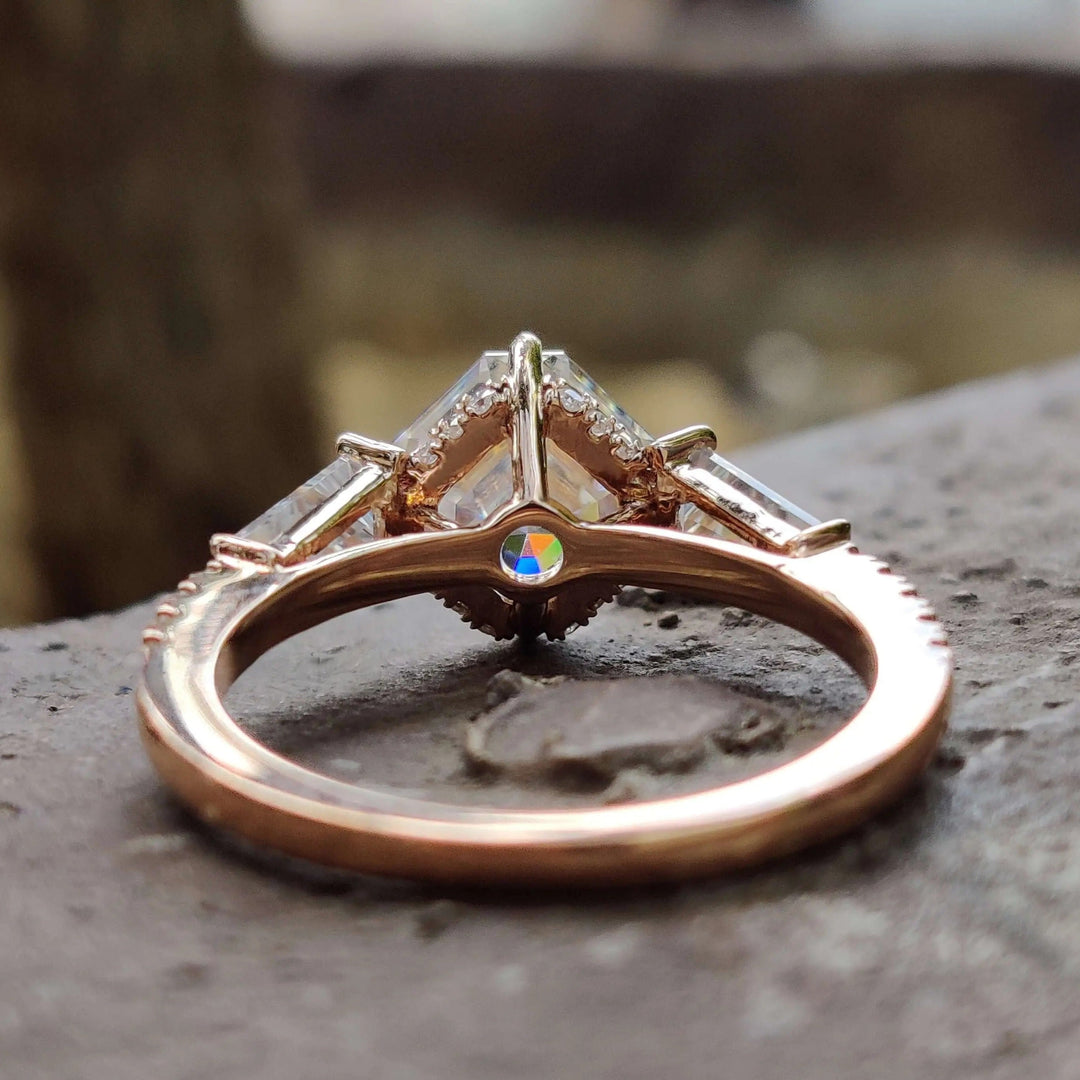 Moissanite Ring Stunning Vintage-Inspired Octavia Cut Engagement Ring