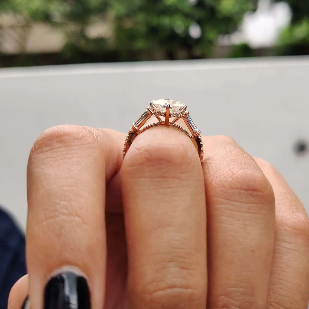Moissanite Ring Stunning Vintage-Inspired Octavia Cut Engagement Ring