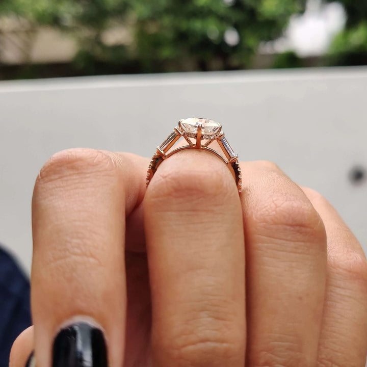 Moissanite Ring Stunning Vintage-Inspired Octavia Cut Engagement Ring