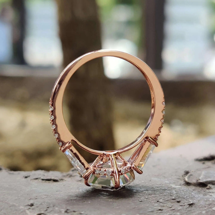 Moissanite Ring Stunning Vintage-Inspired Octavia Cut Engagement Ring