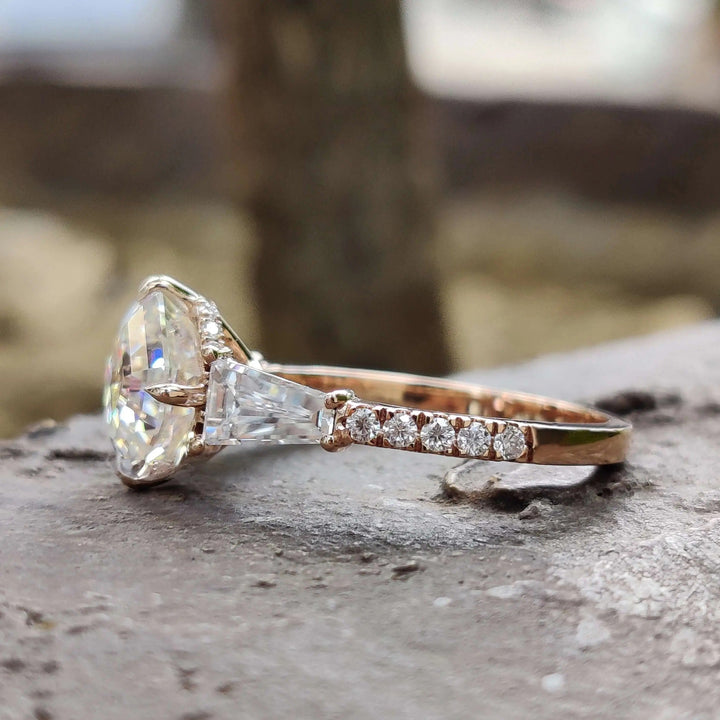 Moissanite Ring Stunning Vintage-Inspired Octavia Cut Engagement Ring