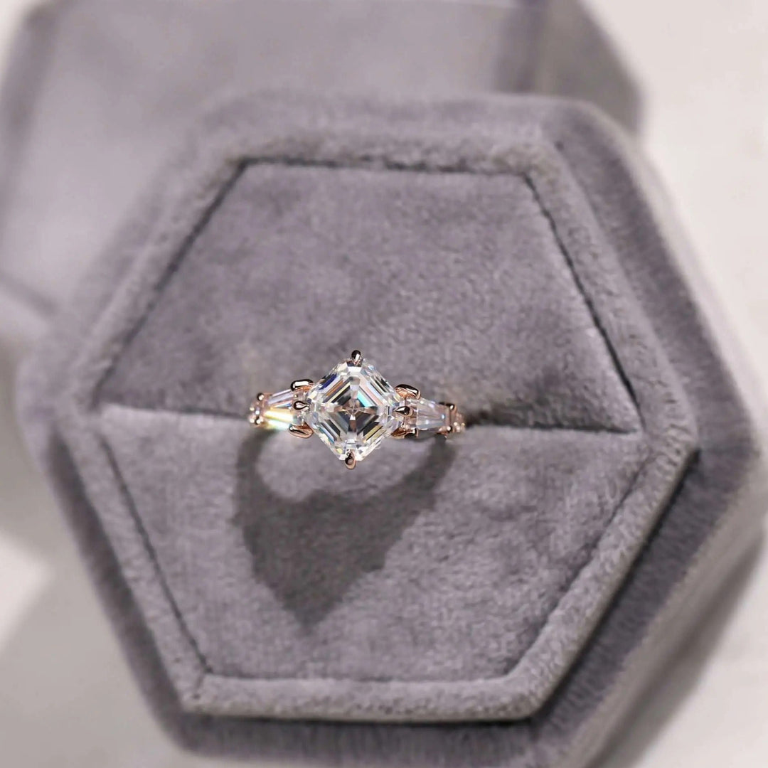 Moissanite Ring Stunning Vintage-Inspired Octavia Cut Engagement Ring